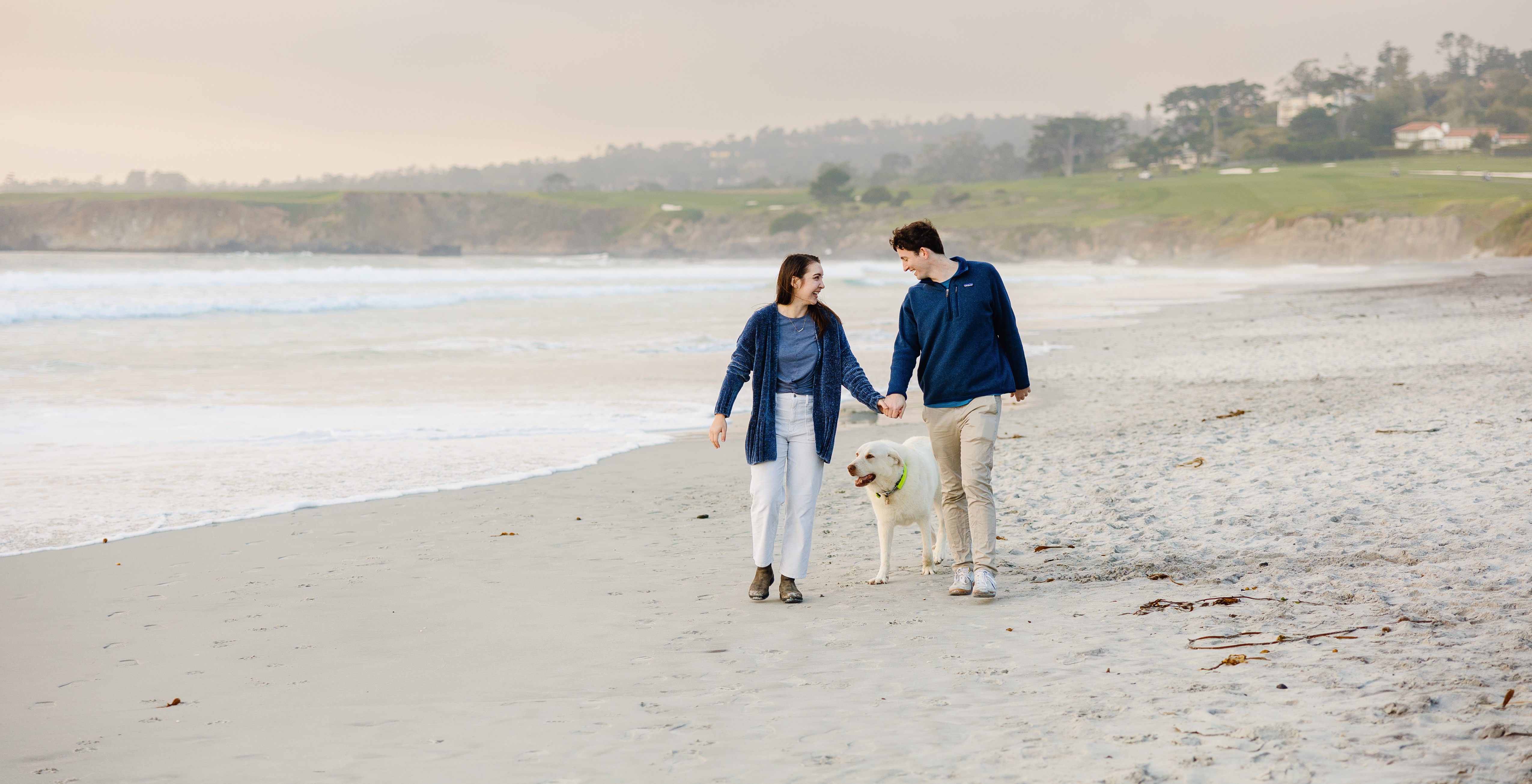 Jenna and Liam walking with their dog