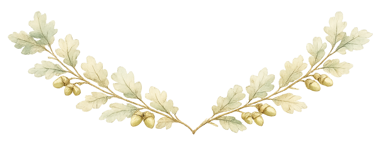 Watercolor oak leaf crest